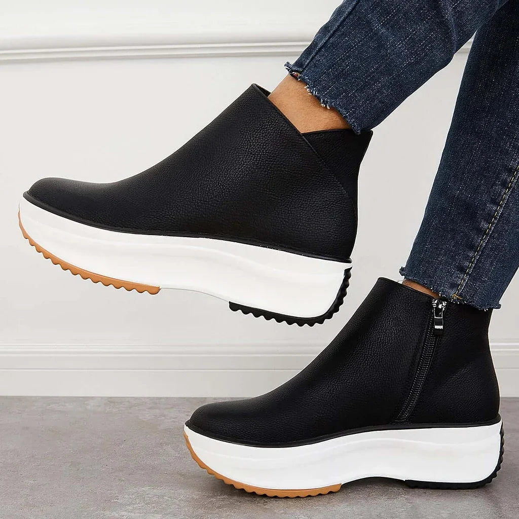 Wedge Sneakers with Non-Slip Platform and Ankle Design