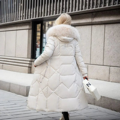 Women's Long Winter Coat with Exquisite Hooded Design