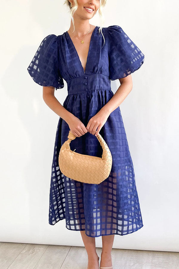 Gina - Midi dress with puff sleeves