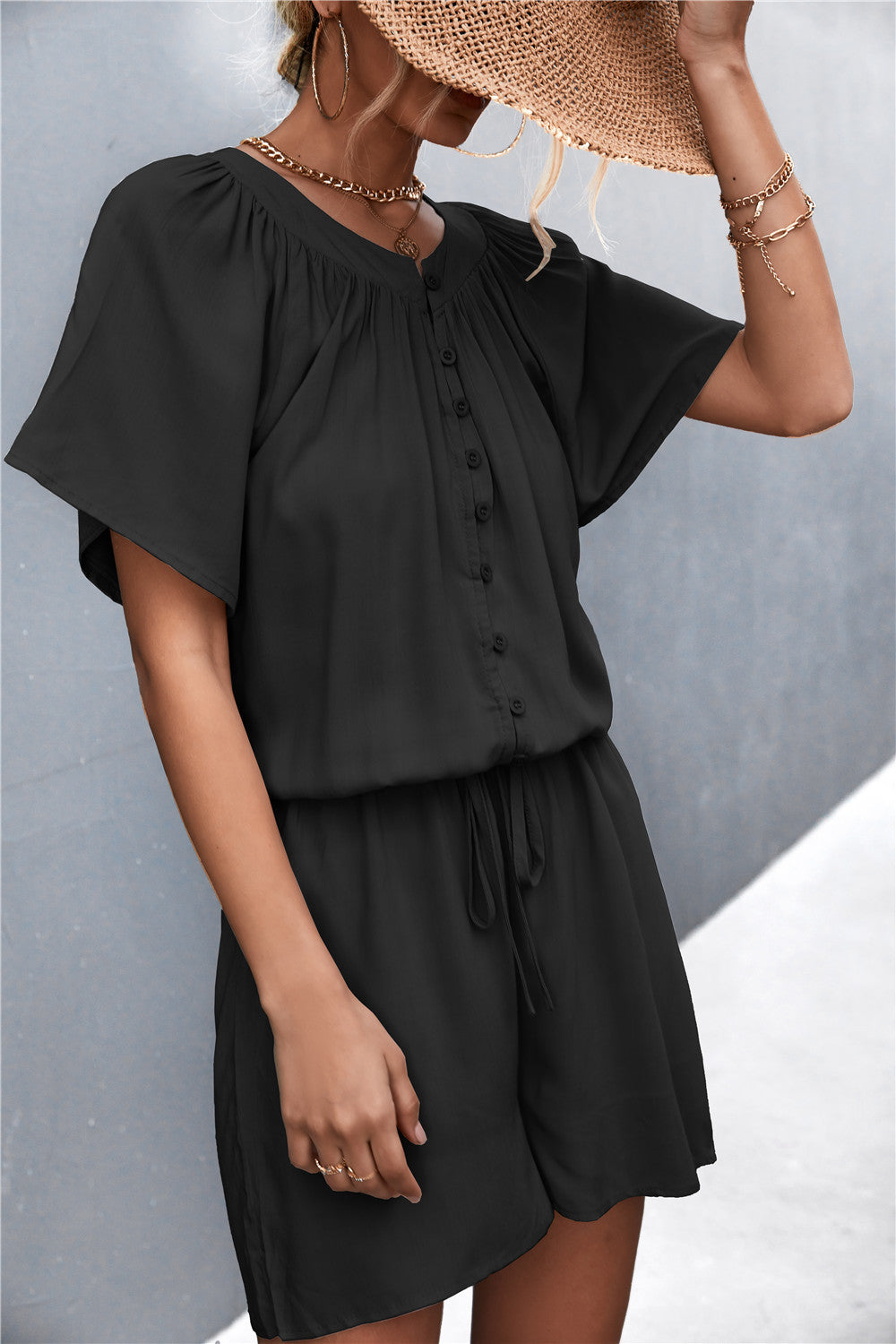 Ada - Jumpsuit with buttoned gathering detail