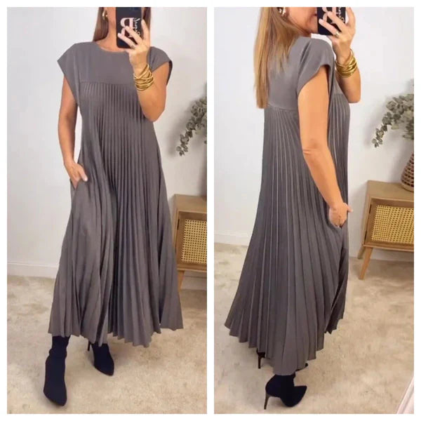 Lidia - Women's solid color pleated dress