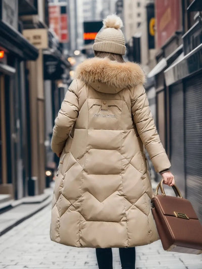 Women's Long Winter Coat with Exquisite Hooded Design