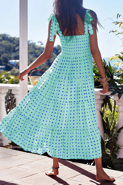 Mia - Printed dresses with thin straps and urban fashion patches
