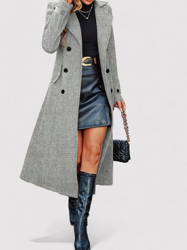 Long double-breasted coat with elegant design