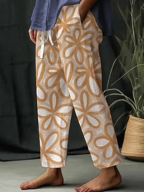 Maria - Women's Botanical Floral Print Loose Casual Pants