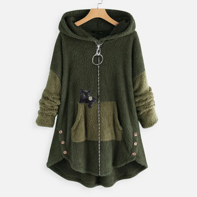 Chloe Women's Plus Size Bear Coat - Long Sleeve Animal Print Fall/Winter Coat