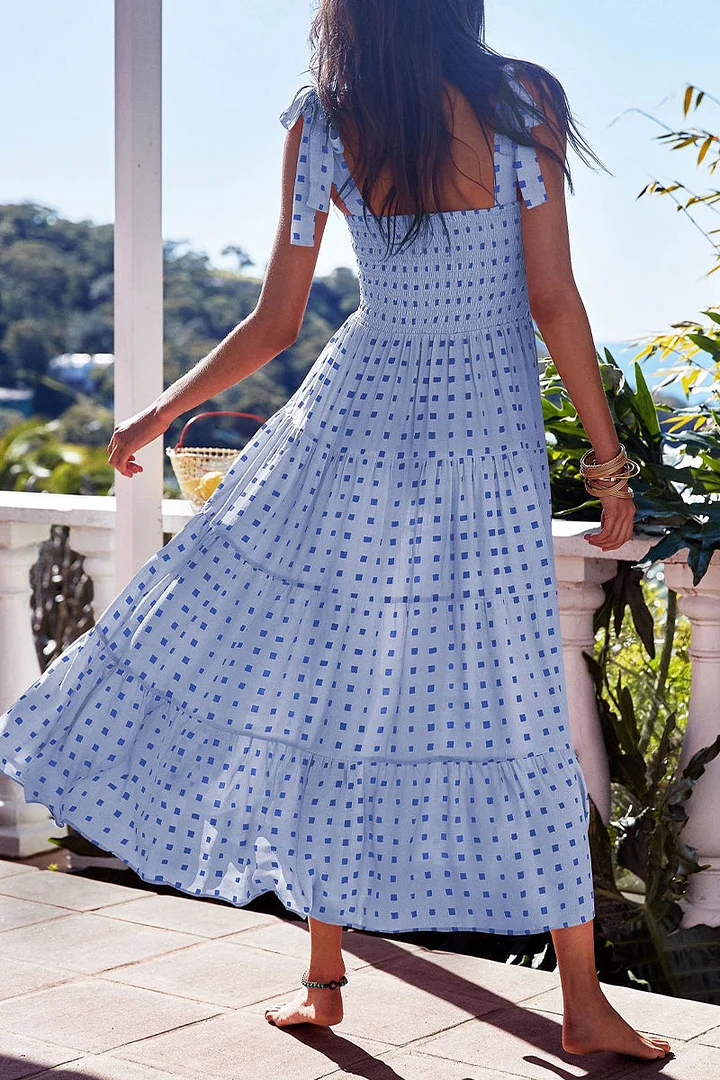 Mia - Printed dresses with thin straps and urban fashion patches