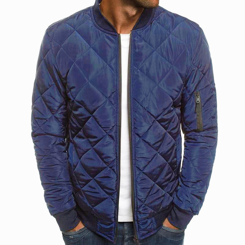 Men's Thermal Jacket with Mao Collar – Quilted Design and Solid Color