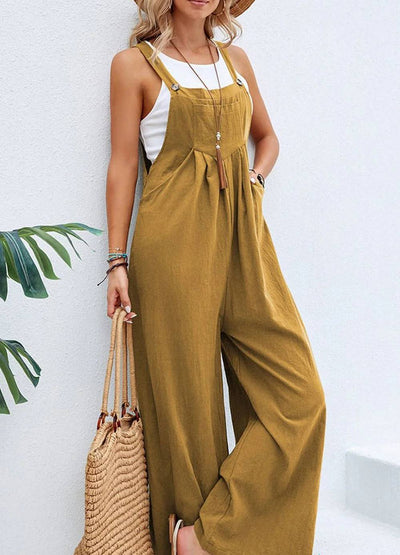 Karolina - Women's Loose Square Neck Solid Button Casual Holiday Jumpsuits