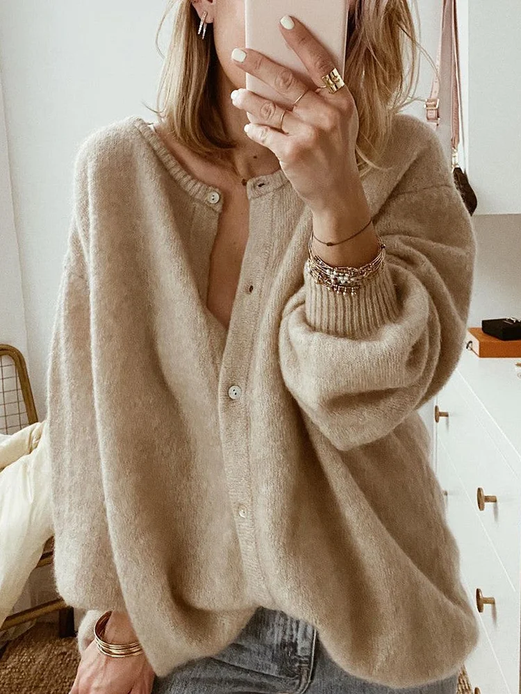 Solid Color Cardigan with Collar - Versatile Outerwear for All Seasons