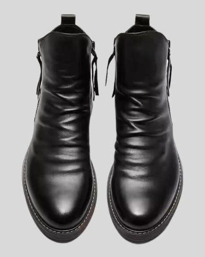 Classic and stylish men's boots with unique zipper design