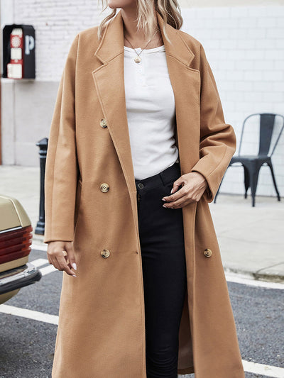 Elegant mid-length double-zipper coat for autumn and winter