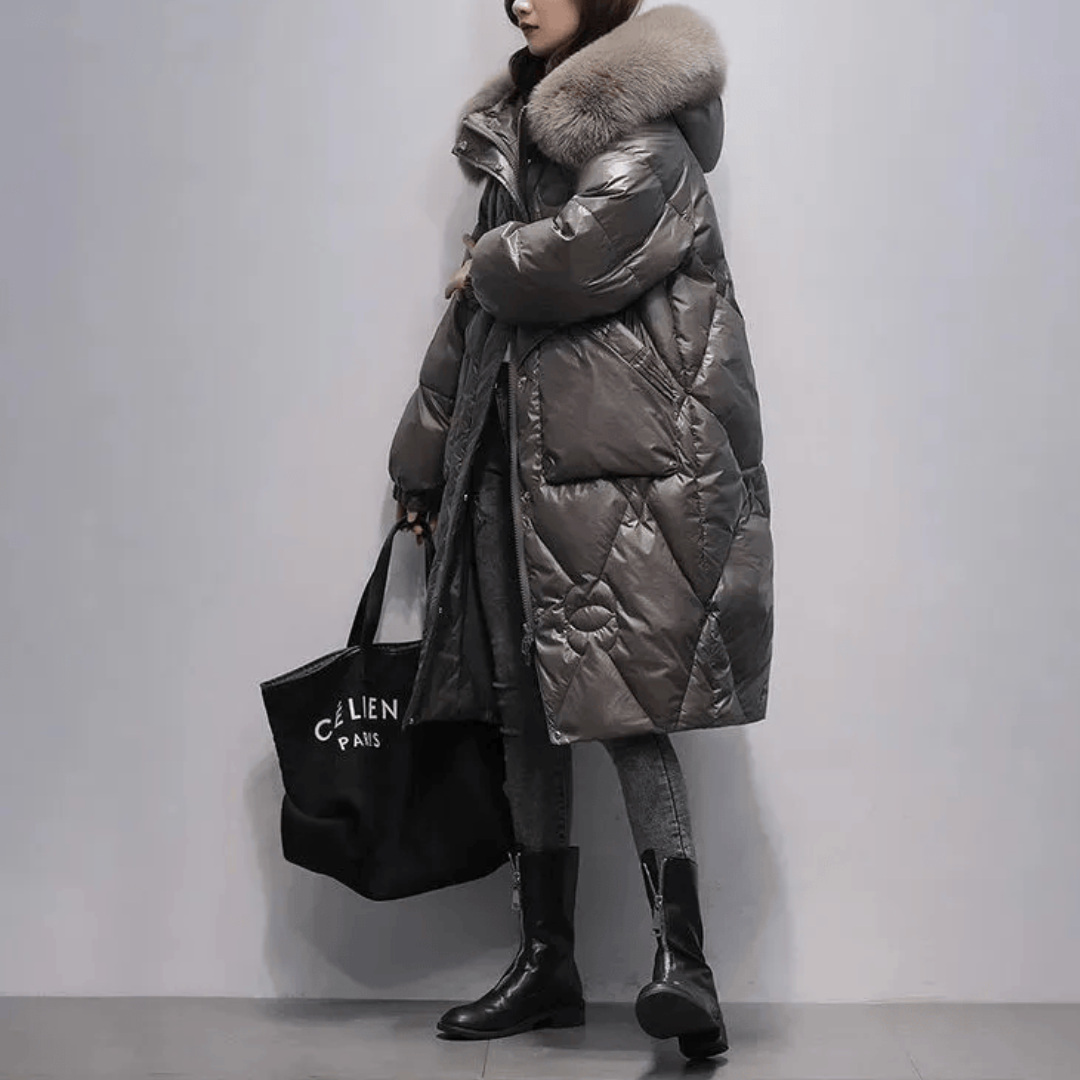 Women's casual long coat with modern hood