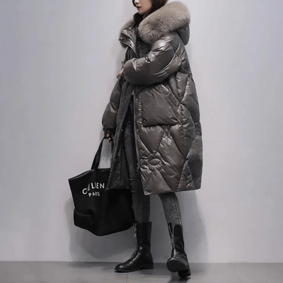 Women's casual long coat with modern hood