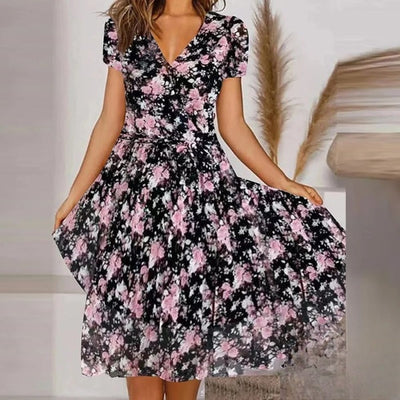 Mila Dress - Chic Retro V-Neckline and Elegant