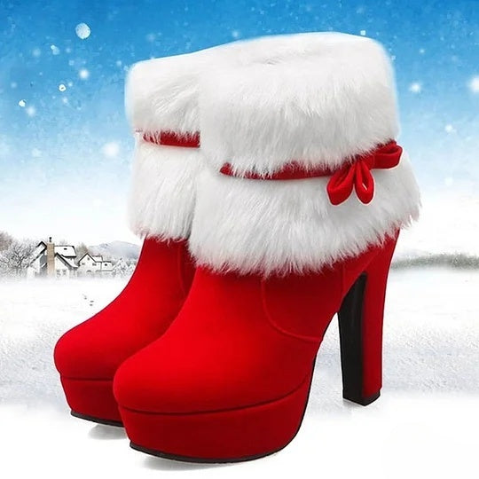 Sofia Women's High Heel Ankle Boots in Red and Black - Perfect for Walking, Parties, and Christmas Events