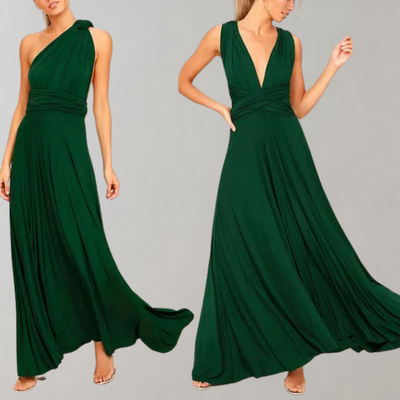 Long wrap dress with elegant overlay