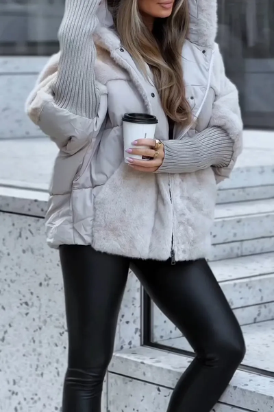 Women's Multicolor Hooded Thermal Jacket – Warm and Modern