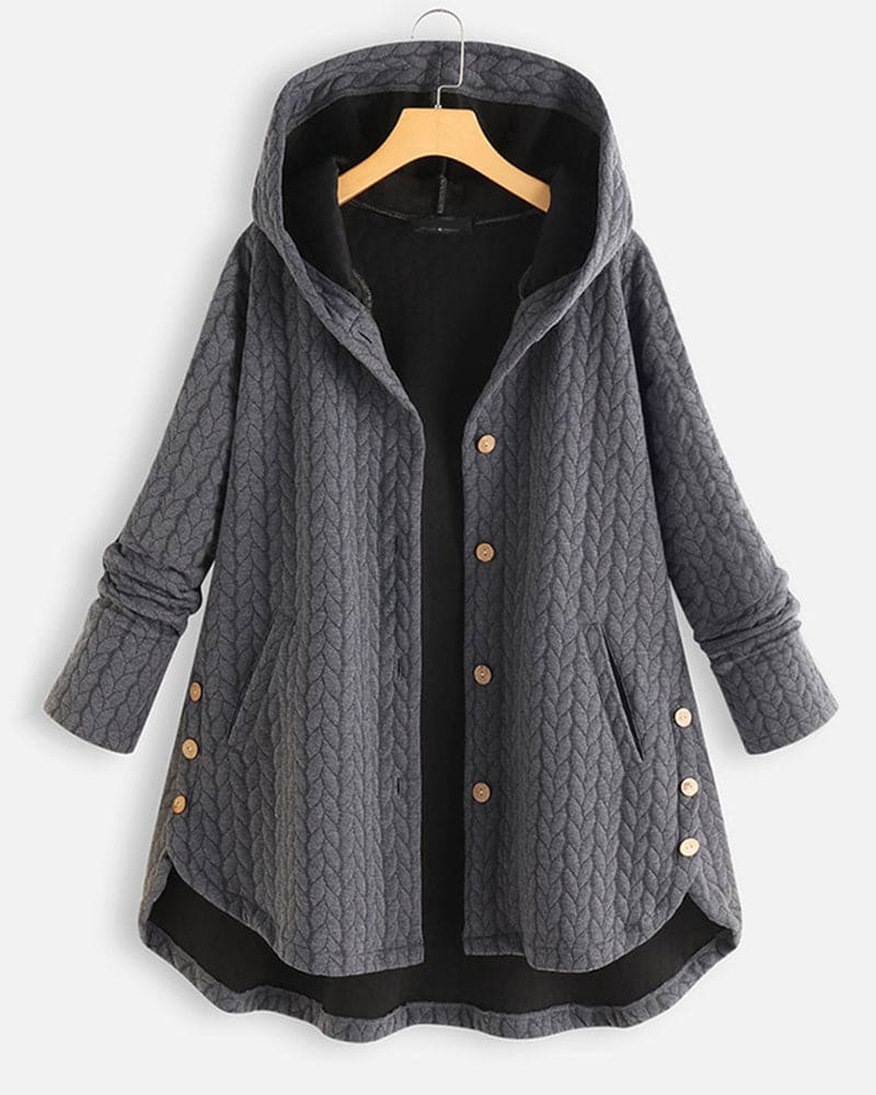 Women's Warm Casual Hooded Button Down Jacket