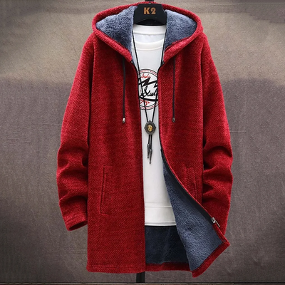Cozy men's cardigan made of thick knit fleece
