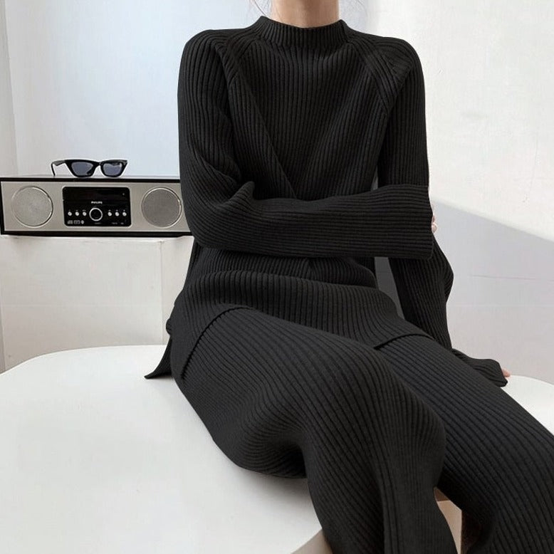 Ribbed Knit Sweater and Pants Set