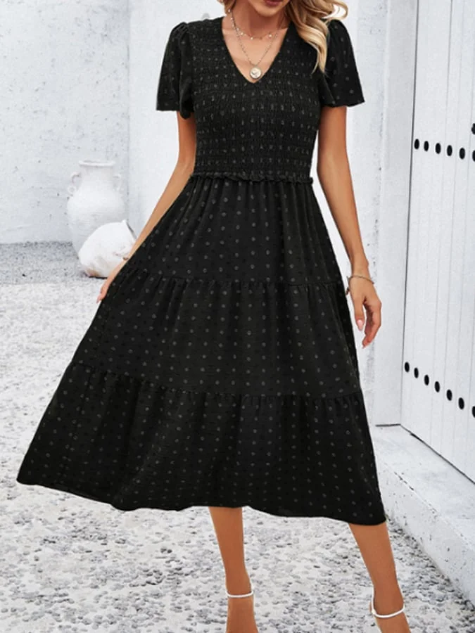 Jessica - Short-sleeved V-neck dress