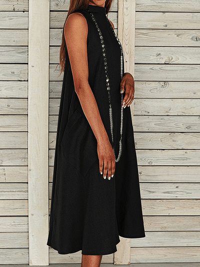 Alba - Women's Plus Size Loose Casual Dress with Solid Side Pockets - Comfortable and Elegant