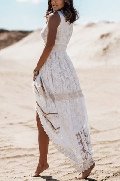 Berta - Boho Kisses Maxi Dress with Tassel and Lace