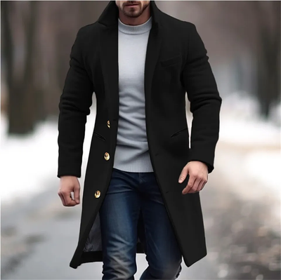 Men's winter trench coat with a slim fit for a stylish look