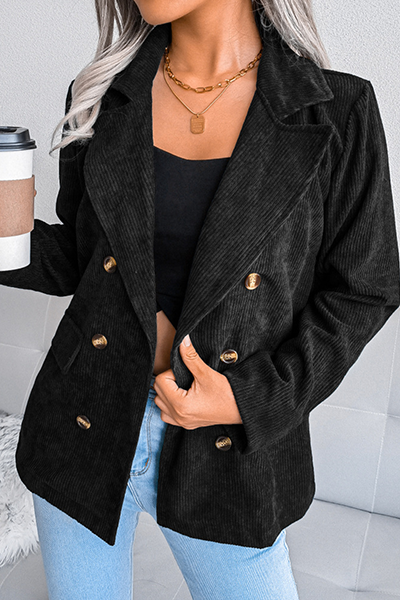 Solid Color Casual Jacket with Buckle and Dropped Neck for Modern Style