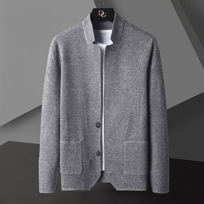 Men's stand-up collar cardigan with pockets