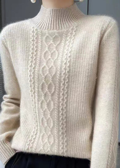 Warm patchwork turtleneck sweater for autumn