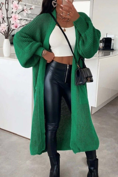 Long Cardigan with Dropped Shoulders and Wide Sleeves with Pockets