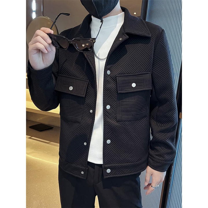 Stylish Cargo Jacket with Lapel and One Button Design