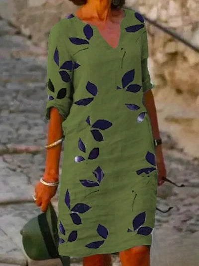 Carol - Women's basic half-sleeve floral print dress