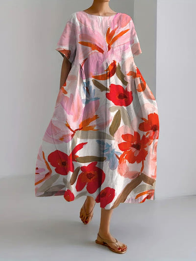 Dayana - Women's Retro Botanical Floral Print Casual Loose Dress