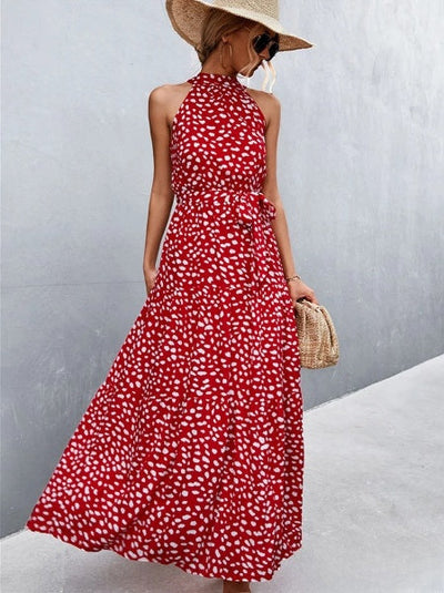 Irene - Bestselling strapless jumpsuit dress with a wave-dot print neckline