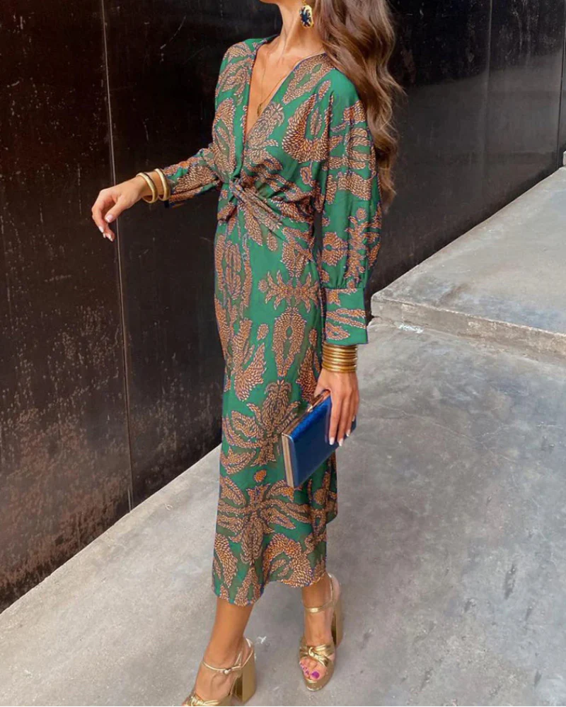 Brenda Midi Dress - Elegant long-sleeved dress for parties and events