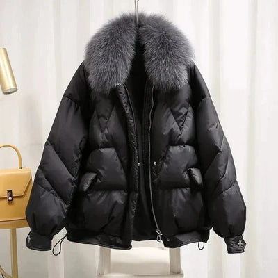 Jacket with fur collar for winter walks