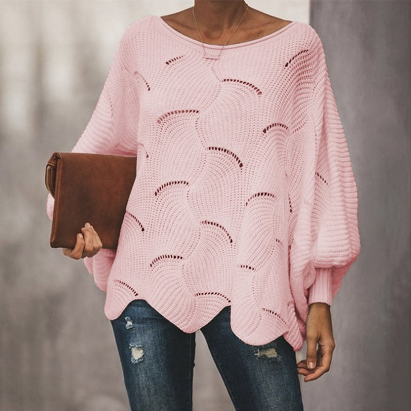Laura - Loose Bohemian Sweater with Cropped Batwing Sleeve