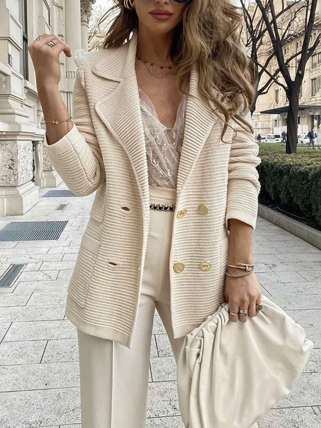 Women's long-sleeved textured coat