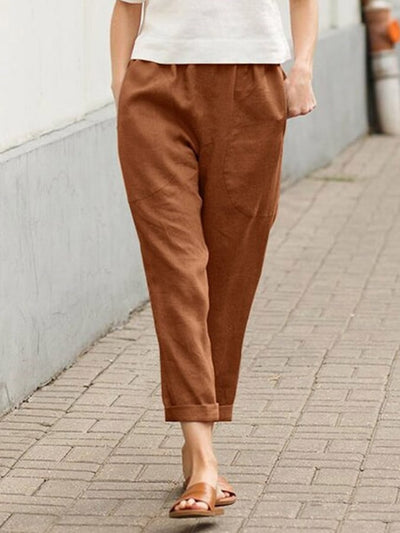 Lucia - Women's Loose Solid Color Cotton Linen Pocket Harem Pants