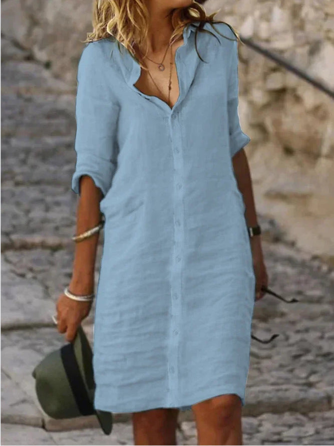 Angela - Button-down dress with lapel collar