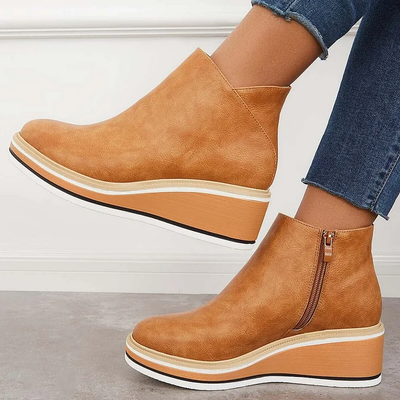Julia casual wedge sneakers with side zipper and platform wedge ankle boots
