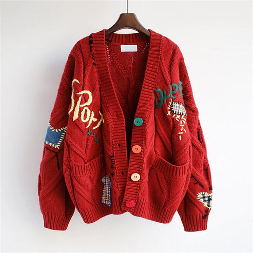 Clara - Women's Loose Short Embroidered Sweater