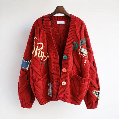 Clara - Women's Loose Short Embroidered Sweater