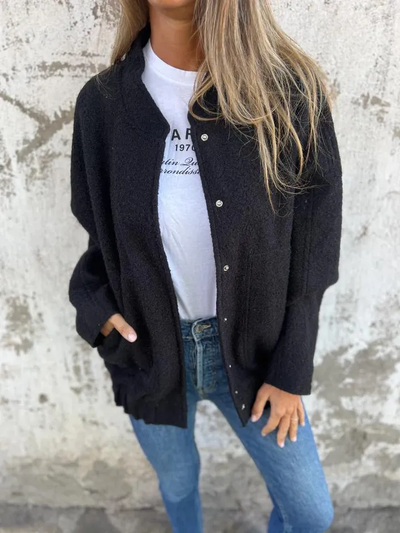 Casual Round Neck Jacket - Single Button Design for Daily Wear