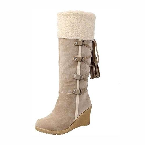 Warm Wedge Heel Tall Snow Boots for Cold Days