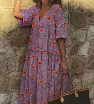 Claudia - Casual V-neck dress with floral print