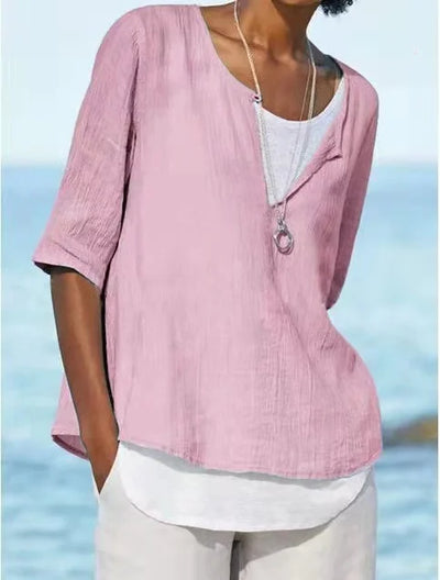 Irene - Women's Solid Color Round Neck T-Shirt